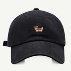 Casquette noire avec broderie chien Corgi sur le devant casquette Corgi design par Oscar et Plume