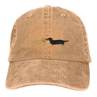 Casquette denim teckel avec motifs de deux teckels s'embrassant, idéale pour les amoureux des animaux