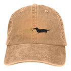 Casquette denim teckel avec motifs de deux teckels s'embrassant, idéale pour les amoureux des animaux
