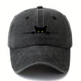 Cargar la imagen en la vista de la galería, Casquette imprimé chat en noir avec un design de chat aux yeux brillants
