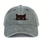 Casquette imprimé chat avec design minimaliste représentant un chat noir sur un fond gris