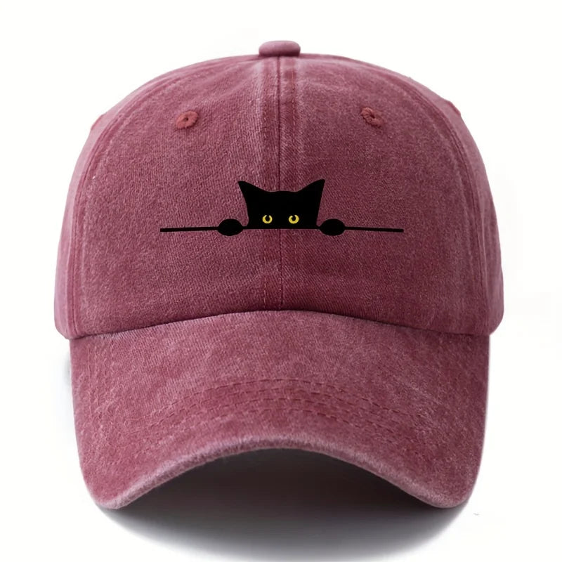 Casquette imprimé chat de Oscar et Plume en rose avec motif de chat espiègle