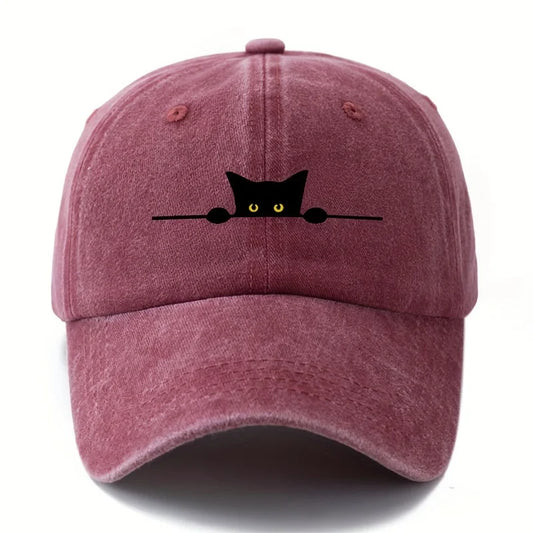 Casquette imprimé chat de Oscar et Plume en rose avec motif de chat espiègle