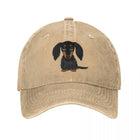 Casquette motif teckel en beige avec un joli dessin de teckel sur le devant