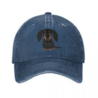 Casquette motif teckel en denim bleu avec illustration d'un teckel mignon sur le devant