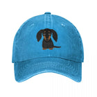 Casquette motif teckel en bleu avec illustration d'un teckel mignon sur le devant