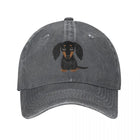 Casquette motif teckel en denim gris avec broderie d'un teckel mignon