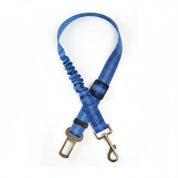 Ceinture de sécurité pour chien bleue avec attache métallique et sangle réglable Oscar et Plume