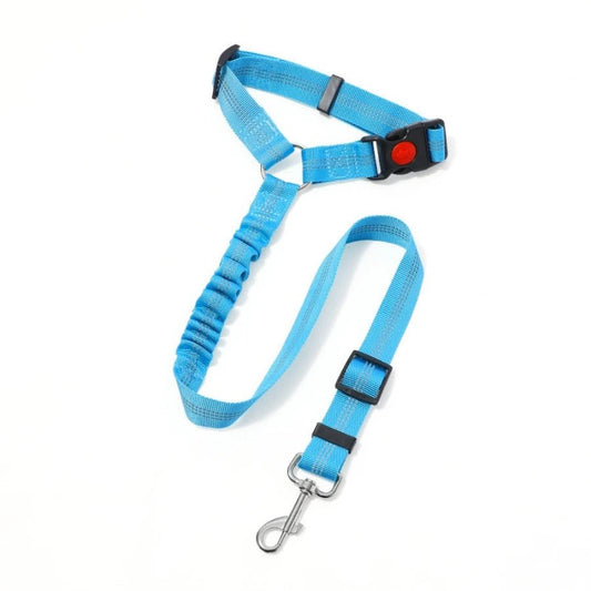 Ceinture de sécurité pour chien en bleu avec fixation simple pour la sécurité en voiture