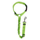 Ceinture de sécurité pour chien en vert avec un design élastique et un clip robuste