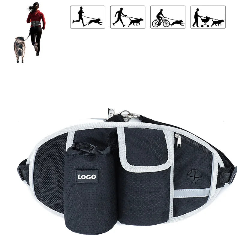 Ceinture de traction pour activité physique avec son chien Oscar et Plume Ceinture Noire (bordure grise)