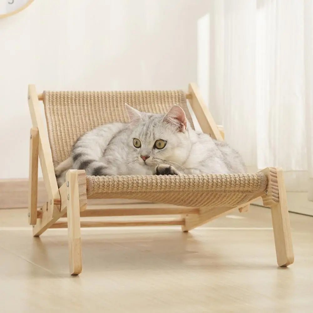 Chaise longue pour chat en bois et sisal Oscar et Plume