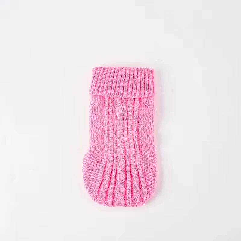 Pull élégant pour teckel en rose avec motif de torsades pour chien tendance