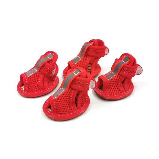Chaussures été chien rouge respirantes avec bandes réfléchissantes pour protection et confort
