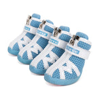 Chaussures imperméables pour chien en maille bleue avec fermeture velcro de la marque Oscar et Plume