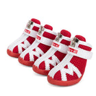 Chaussures imperméables pour chien rouges et blanches avec fermeture à scratch Oscar et Plume