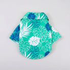Chemise de plage pour chien avec motif tropical feuilles vertes et bleues Oscar et Plume