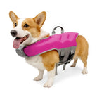 Chien portant un gilet de sauvetage pour chien rose avec sangles grises ajustables de Oscar et Plume