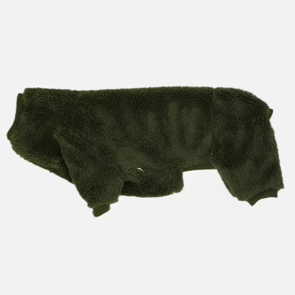 pull polaire pour teckel vert kaki doux et moelleux Oscar et Plume coupe ajustée pour petit chien