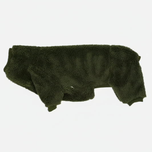 pull polaire pour teckel vert kaki doux et moelleux Oscar et Plume coupe ajustée pour petit chien