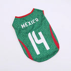 T-shirt chien vert avec motif Mexico et numéro 14 pour petits chiens fans de football