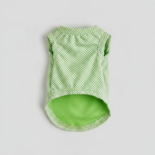 T-shirt pour chien petit vert à damier léger et confortable signé Oscar et Plume