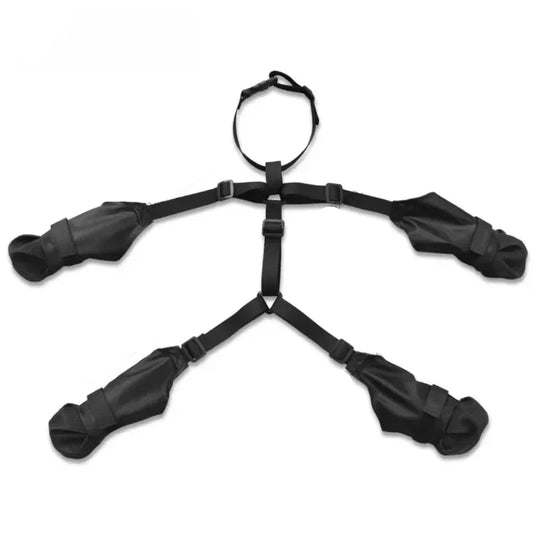 Harnais Oscar et Plume avec chaussures étanches pour chien en tissu noir résistant à l'eau