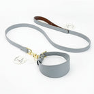 collier et laisse lévrier en cuir gris clair par Oscar et Plume réglable et élégant pour promenades