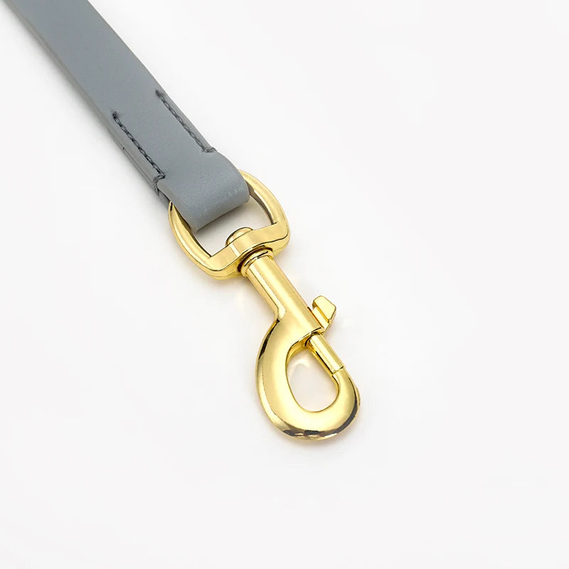 Oscar et Plume collier et laisse lévrier avec mousqueton doré et sangle en cuir gris