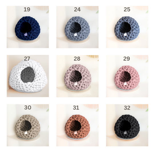 Cocon en coton biologique pour chat disponible en plusieurs couleurs, doux et confortable pour les félins