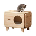 Load image into Gallery viewer, Cocon meuble en bois pour chat Oscar et Plume Trou rond
