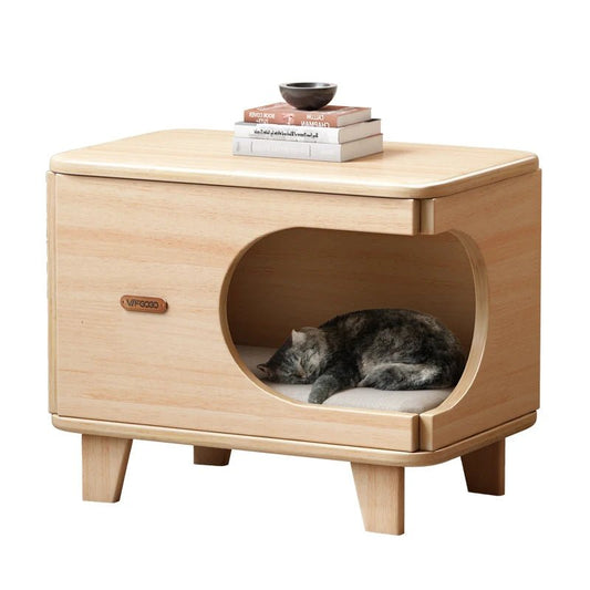 Cocon meuble en bois pour chat Oscar et Plume Trou oval