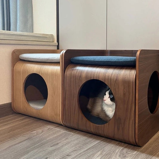 Cocon meuble en bois multi - fonction pour chat - Oscar et Plume