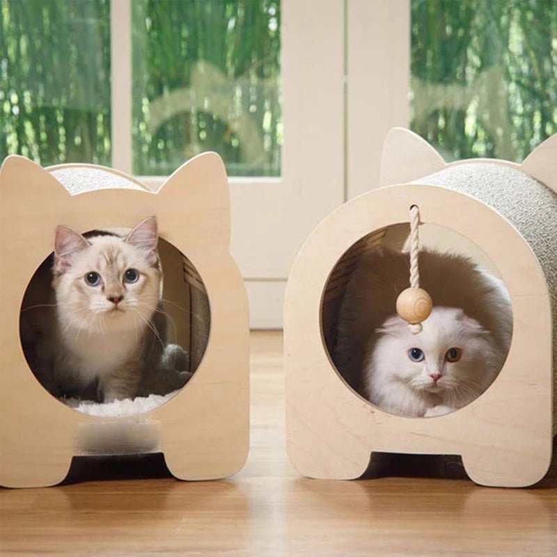 Cocon tunnel + grattoir pour chat Oscar et Plume