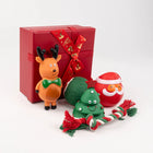 Coffret cadeau Noël pour petit chien avec jouets en caoutchouc de renne, père Noël et arbre de Noël