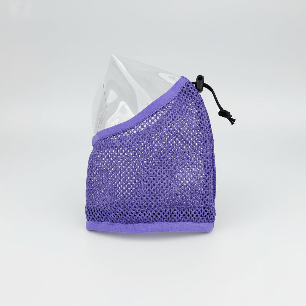 Collerette anti léchage chat en filet violet pour prévenir les léchages et favoriser la guérison