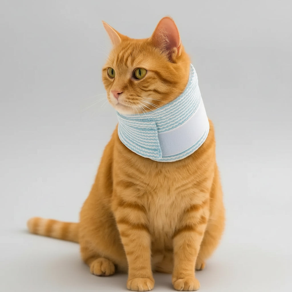 Collerette douce pour chat en tissu bleu clair, confortable et légère pour le bien-être félin