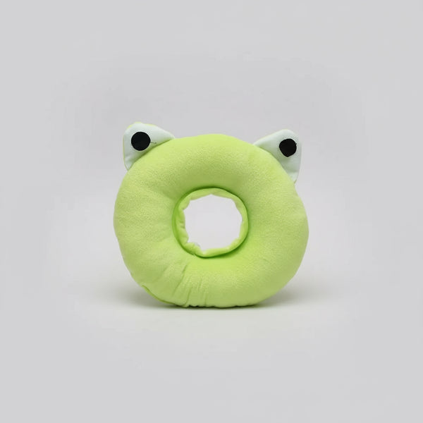 Collerette pour chat et chien en forme de donut vert avec des oreilles de grenouille