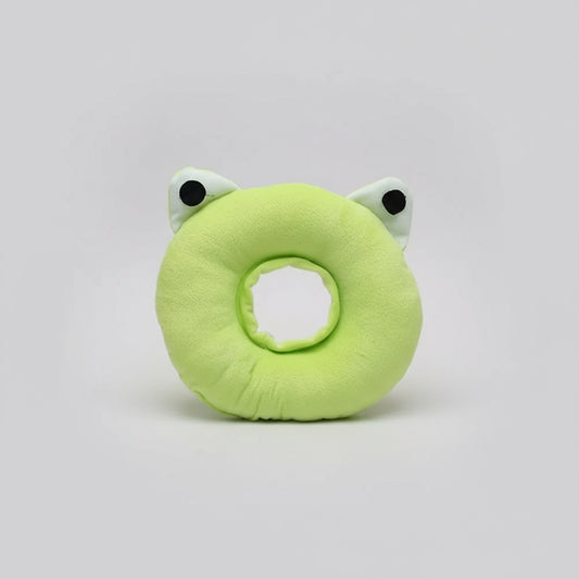 Collerette pour chat et chien en forme de donut vert avec des oreilles de grenouille