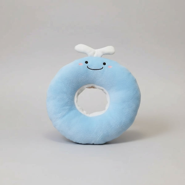 Collerette pour chat et chien bleue en peluche avec un visage souriant pour le confort des animaux