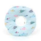 Collerette réglable pour chat avec motif de poissons colorés sur fond bleu clair