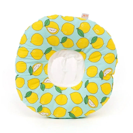 Collerette réglable pour chat en tissu avec motif de citrons et cercles confortables