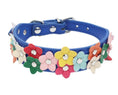 Bild in Galerie-Betrachter laden, Collier à fleurs (2 rangs) en cuir durable pour petit chien Oscar et Plume Bleu marine / S
