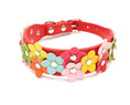 Load image into Gallery viewer, Collier à fleurs (2 rangs) en cuir durable pour petit chien Oscar et Plume Rouge / S
