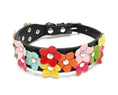 Load image into Gallery viewer, Collier à fleurs (2 rangs) en cuir durable pour petit chien Oscar et Plume Noir / S
