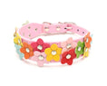 Load image into Gallery viewer, Collier à fleurs (2 rangs) en cuir durable pour petit chien Oscar et Plume Rose / S
