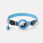 Collier Airtag ajustable pour chat en nylon bleu avec clochette et porte Airtag intégré