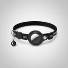 Collier Airtag ajustable pour chat noir avec clochette et support sécurisé pour localisateur