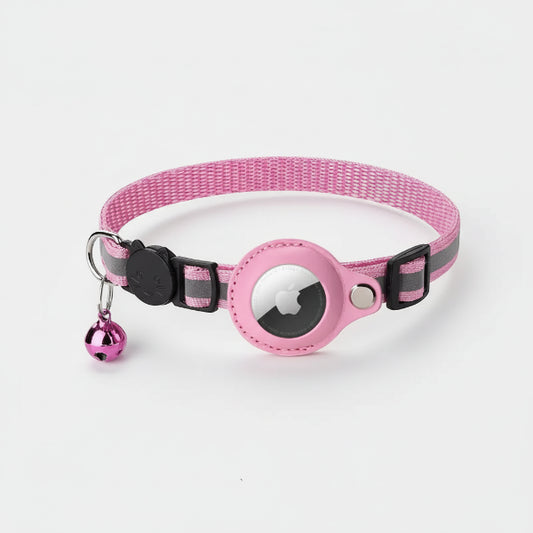 Collier Airtag ajustable pour chat rose avec clochette et porte Airtag Oscar et Plume