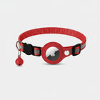 Collier Airtag ajustable pour chat de couleur rouge avec clochette et support Airtag intégré